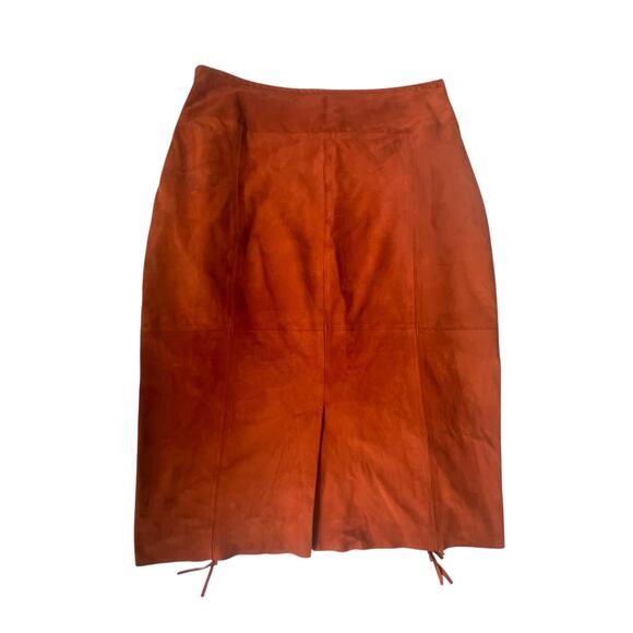 Tamara Mellon Fringed Boho Suede Skirt Burnt Orange 6 $895 - Picture 4 of 16
